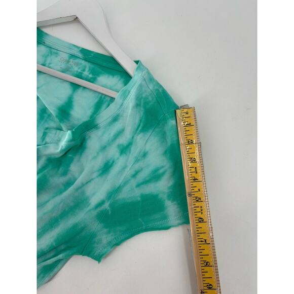 Calvin Klein T Shirt Womens Medium Blue Green Tie Dye Short Sleeves V Neck - Picture 16 of 16